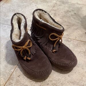 Lucky Brand Brown Suede Fringe Boots